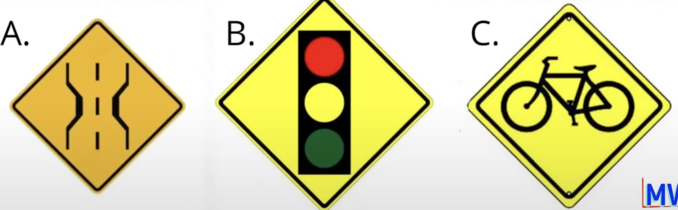 <p>Bicycle crossing. A bike way crosses the roadway ahead. Watch for bicyclists. </p>