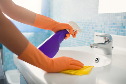 to clean (the bathroom)
