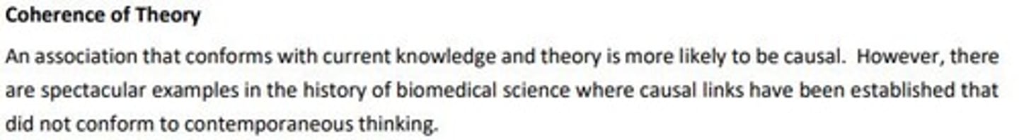 <p>An association that conforms with current knowledge and theory is more likely to be causal</p>