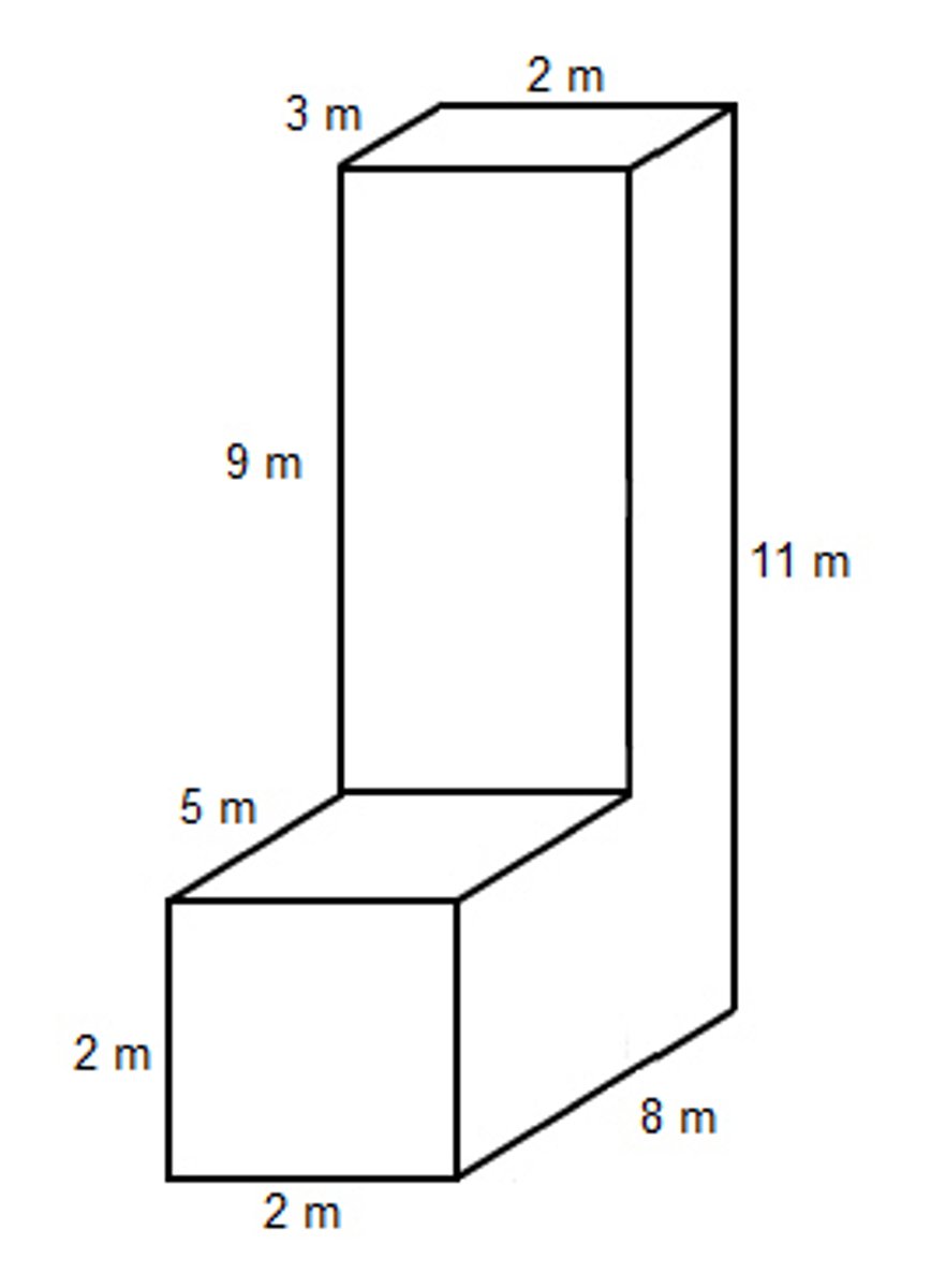 <p>is made up of more than one geometric solid.</p>