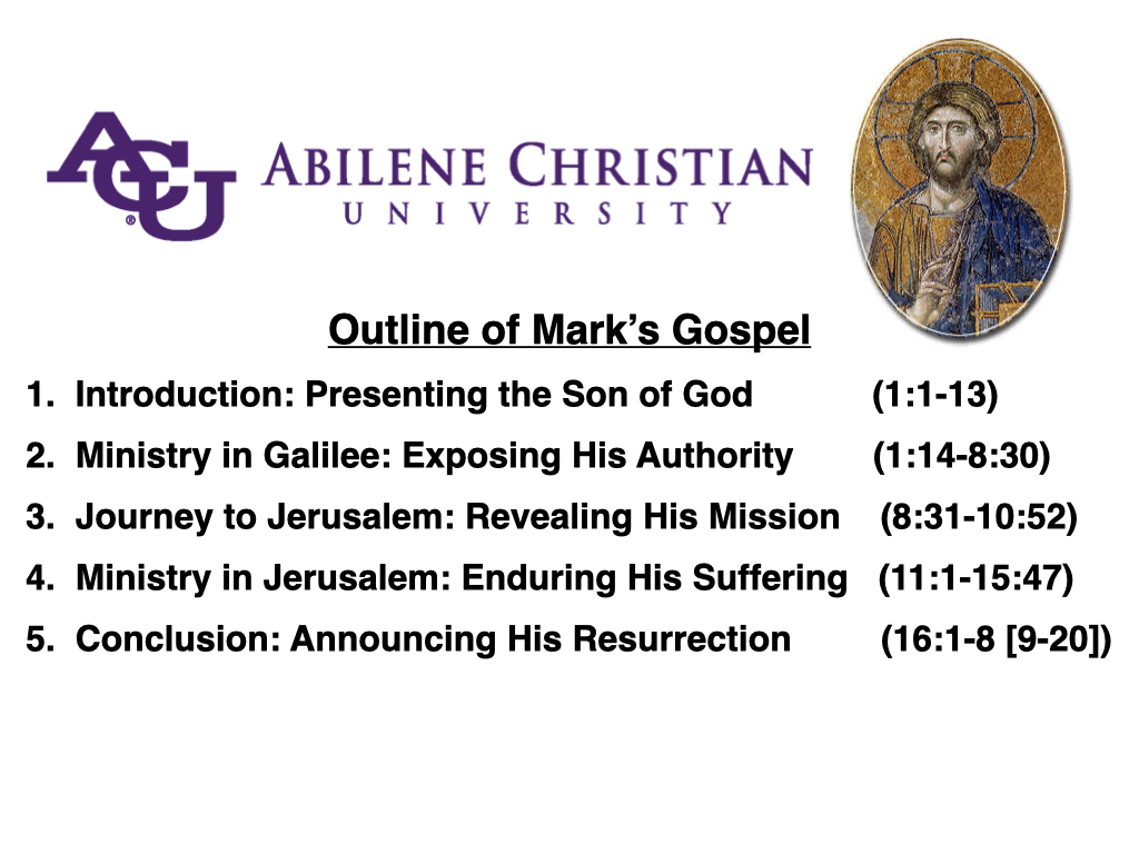 <p>Outline of Mark’s Gospel</p>
