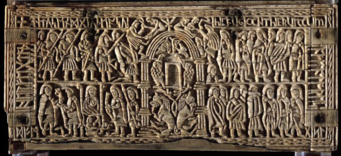 The Franks Casket, back panel, 8th century, Anglo-Saxon, whale bone