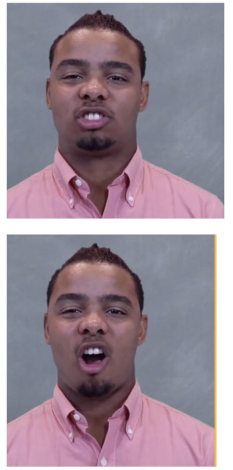 <p>“CHA” mouth movement; Non-manual marker used to express “tall” of “big”</p>