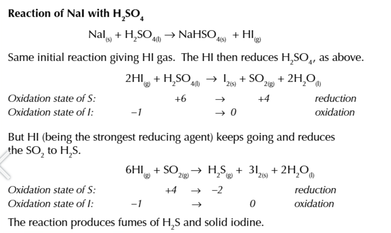 <p>6HI + SO2 → H2S + 3I + 2H20</p>