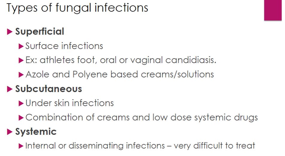 <p>Types of fungal infection</p>