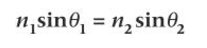 <p>Consider a light ray crossing a boundary from a substance in which the speed of light is c<sub>1</sub> to a substance in which the speed of light is c<sub>2</sub> you get the equation:</p><ul><li><p>sin i / sin r = c<sub>1</sub> / c<sub>2 </sub></p></li><li><p>This equation may be rearranged as 1/c<sub>1</sub> sin i = 1/c<sub>2</sub> sin r</p><p>Multiplying both sides of the equation by c, the speed of light in a vacuum gives:</p></li><li><p>c/c<sub>1 </sub>sin i = c/c<sub>2</sub> sin r</p><p>Substituting n<sub>1</sub> for c/c<sub>1</sub> and n<sub>2</sub> for c/c<sub>2</sub> gives Snell’s law:</p></li><li><p>n<sub>1</sub> sinθ<sub>1</sub> = n<sub>2</sub> sinθ<span style="font-size: 11.7333px"><sub>2 </sub>Where </span><span>θ<sub>1</sub> = sin i and θ<sub>2</sub> = sin r</span></p></li></ul><p></p>