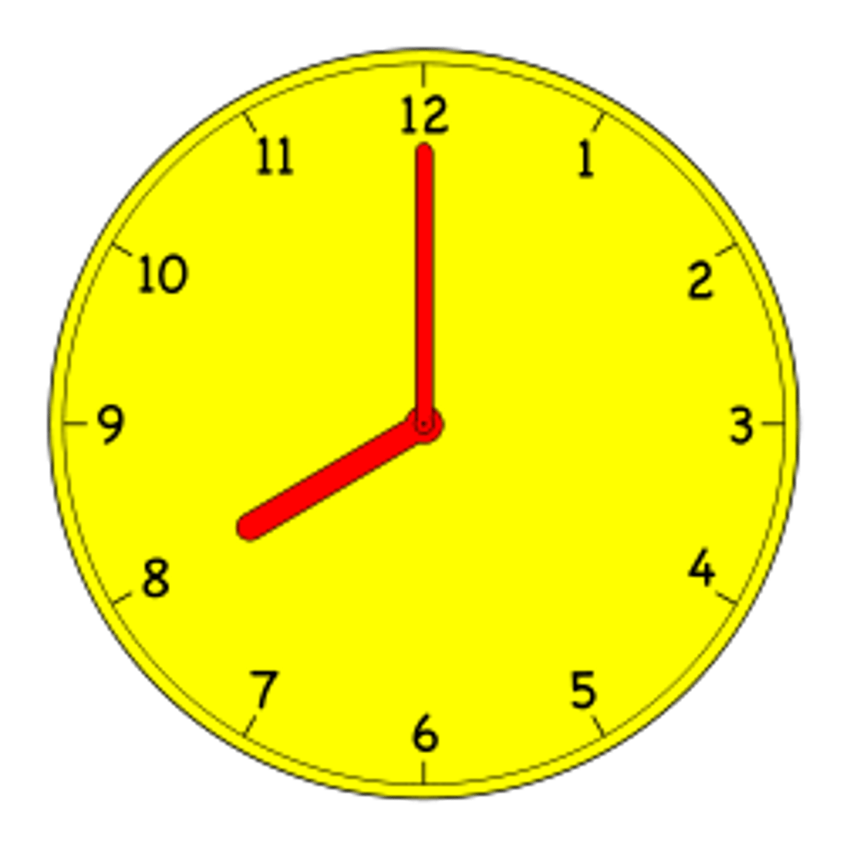 <p>It is 8:00 o'clock.</p>