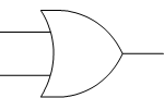 <p>disjunction</p><p>works if <strong>either</strong> inputs are true</p><p>TRUE or FALSE = TRUE<br>FALSE or FALSE = FALSE</p><p>symbol <strong>A ∨ B</strong></p>