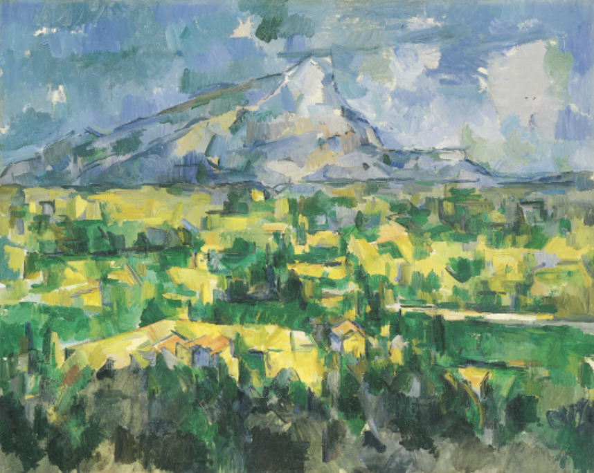 <p>oil on canvas, Philadelphia Museum of Art</p><p>Cezanne started breaking landscapes into Cubes and how to break it down into different spaces and perspectives </p><p>a redo of a painting he did in 1885 in a clearer format</p>