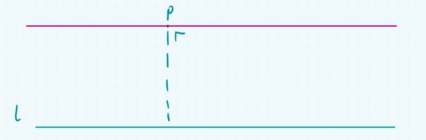 <p>give any line l and a point P, that is exactly one line through P that is exactly parallel to l</p>