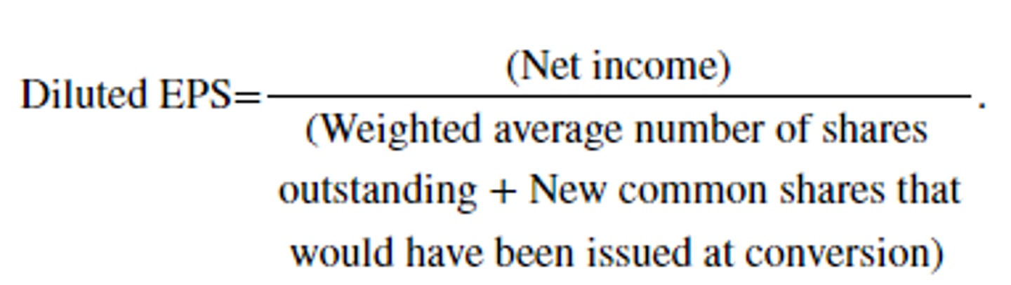 <p>Diluted EPS using the if-converted method for convertible preferred stock is equal to net income divided by the weighted average number of shares outstanding from the basic EPS calculation plus the additional shares of common stock that would be issued upon conversion of the preferred.</p>