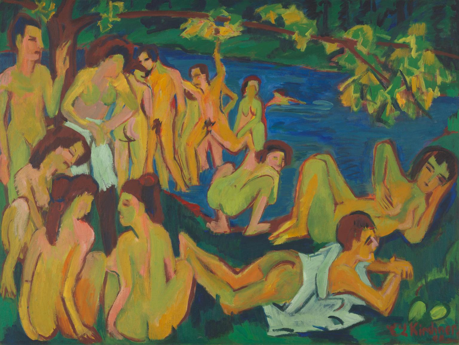 <p><span>☆Ernst Ludwig Kirchner, <em>Bathers at Moritzburg</em>, 1909 - 26</span></p>