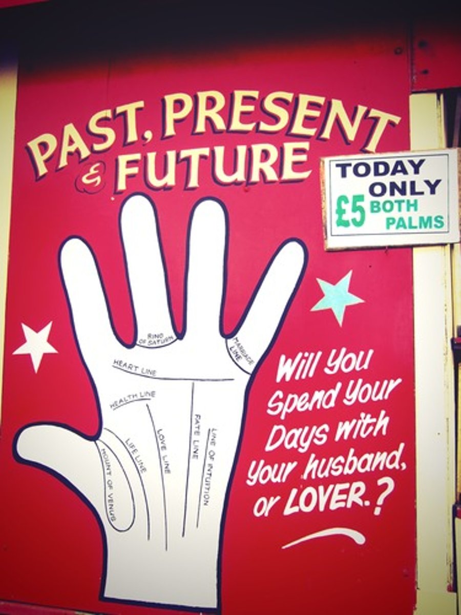 <p>to discover what will happen to someone in the future, for example by looking at the lines on their hands or using a special set of cards (bói toán)</p>