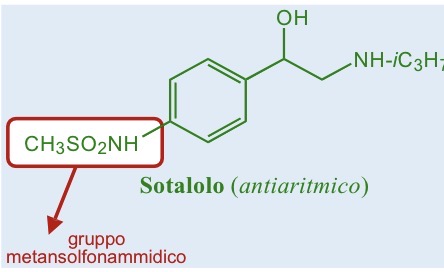 <p>Unica ariletanolammina ancora in commercio (le altre molecole sono tutte arilossipropanolammine)</p><p>Si ipotizza che l’attività di beta-bloccante sia dovuta al gruppo metansolfonammidico che essendo acido riesce and instaurare delle interazioni con il recettore ed in questo modo assume una conformazione non opportuna per l’attivazione. Viene usato come antiaritmico in quanto agisce sui canali del K+ a livello cardiaco andando a stabilizzare la membrana. </p>