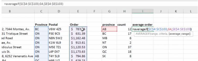 <p>A function that calculates the average of cells that meet a specified condition.</p><pre><code>=AVERAGEIF(RANGE, CRITERIA, [AVERAGE RANGE])
</code></pre><p>If this range has this criteria, then average the numbers within this range. </p><p></p>