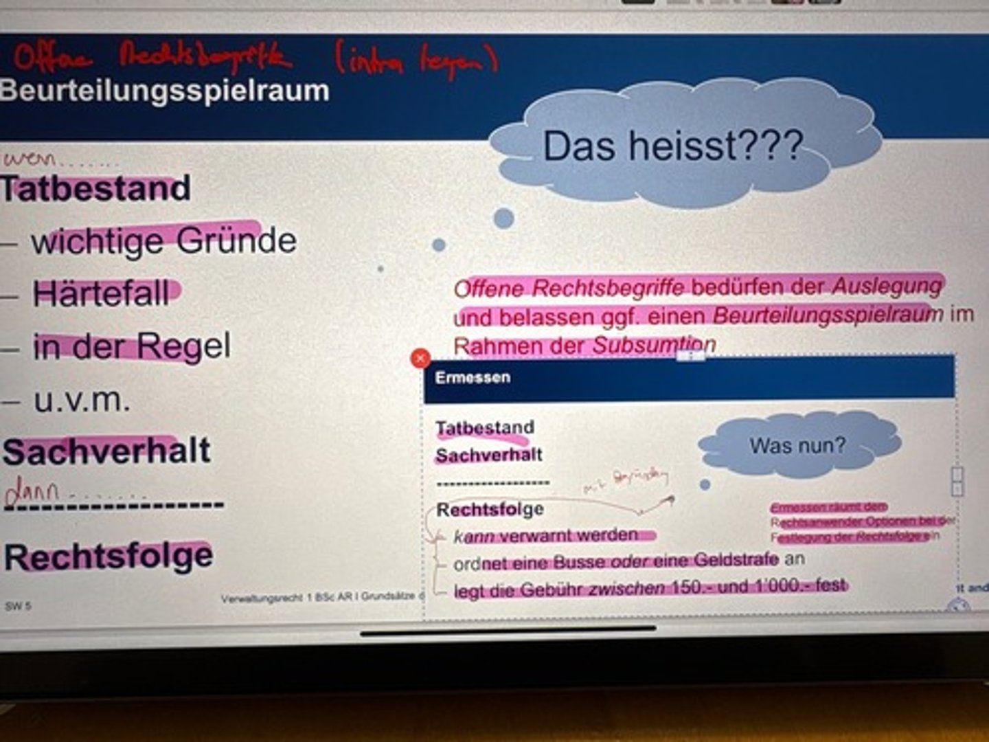 <p>-unbestimmte Rechtsbegriffe: Tatbestand</p><p>-Ermessen: Rechtsfolge</p>