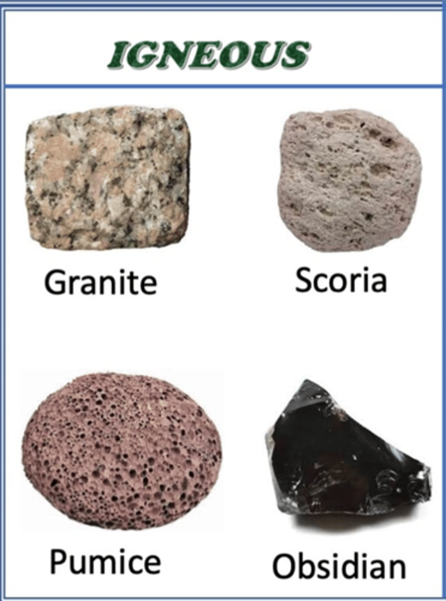 <p>examples of igneous rocks</p>