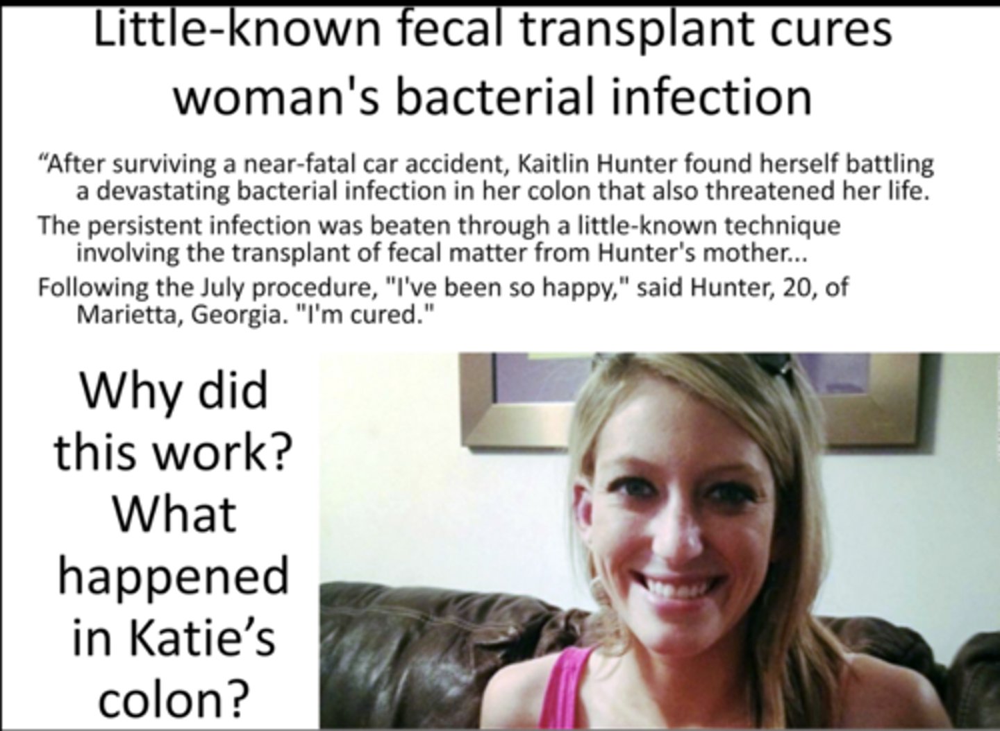 <p>fecal transplant</p>