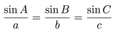 <p>sinA/a=sinB/b=sinC/c</p>
