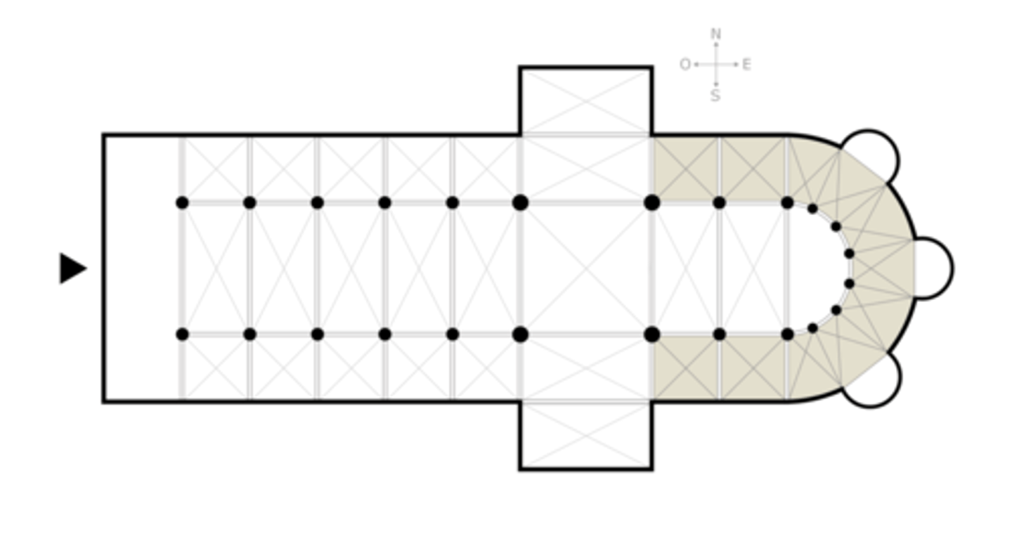 <p> a covered walkway that allows continuous movement through a building</p>