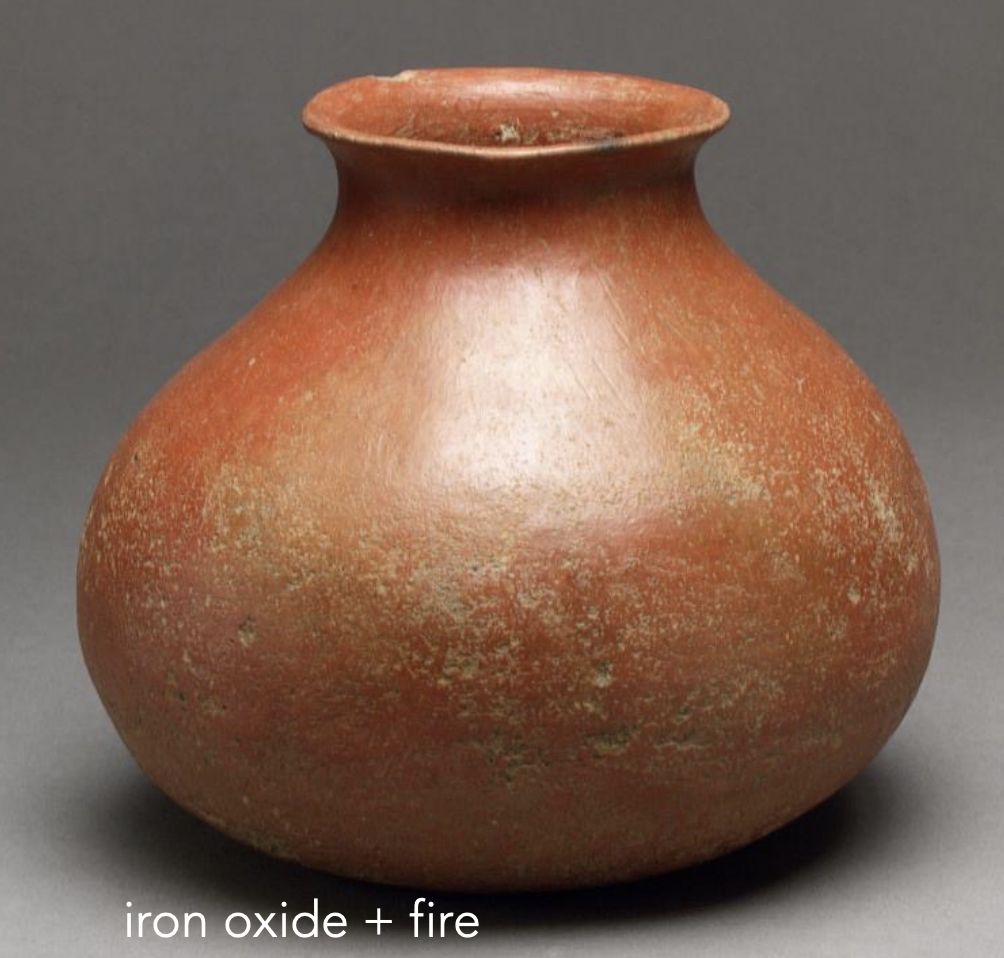 <p>Time: Bronze Age (1000 BCE - 300 BCE)</p><p>Found: various archaeological sites in Korea<br><br>Known for its smooth surface and red coloring, often used for storage or burial purposes. </p>