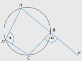 The exterior angle of a cyclic quadrilateral is equal to the interior opposite angle.