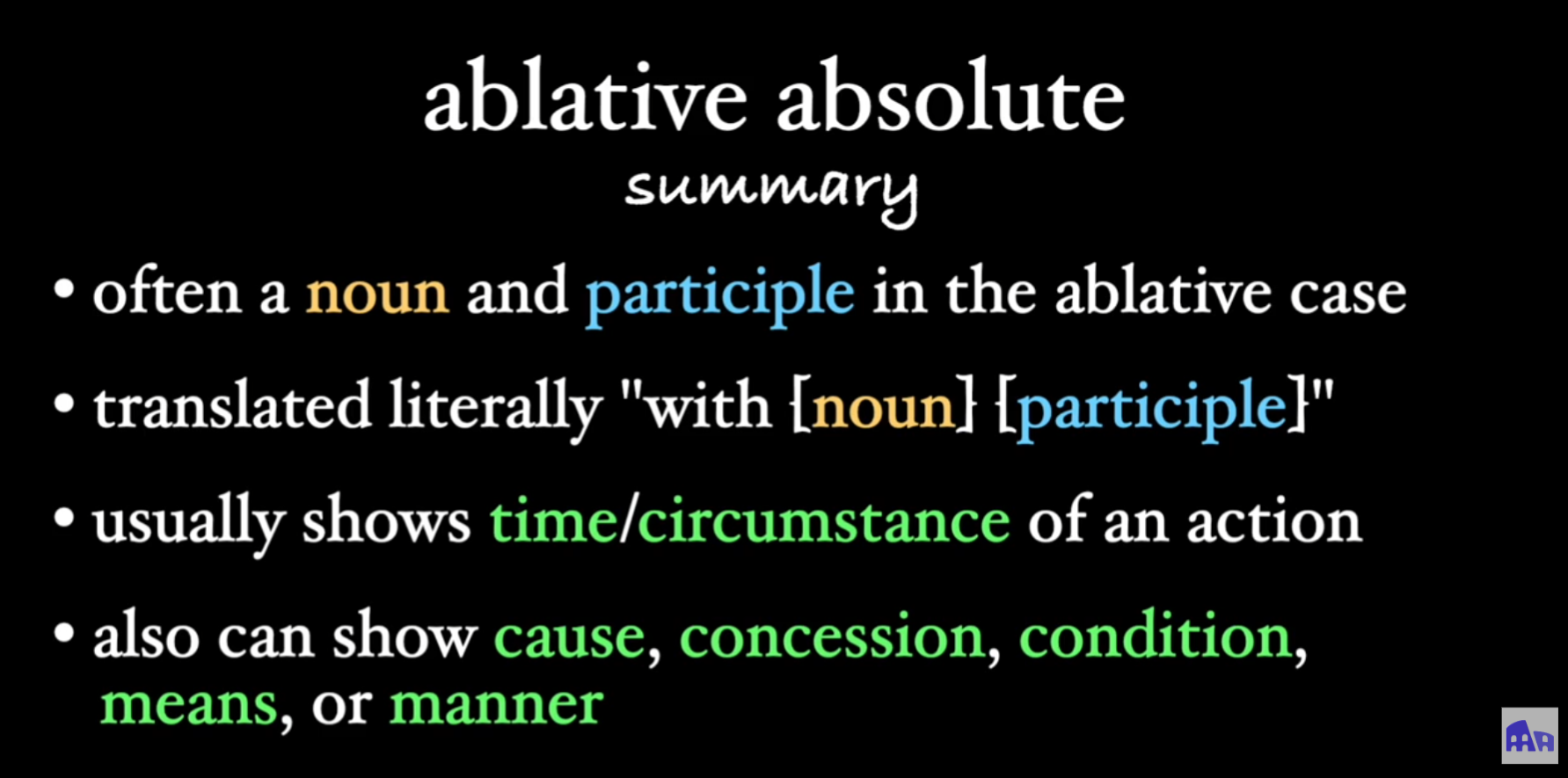 <p>Cause (since, because)</p><p>Concession (although)</p><p>Condition (whether, if)</p>