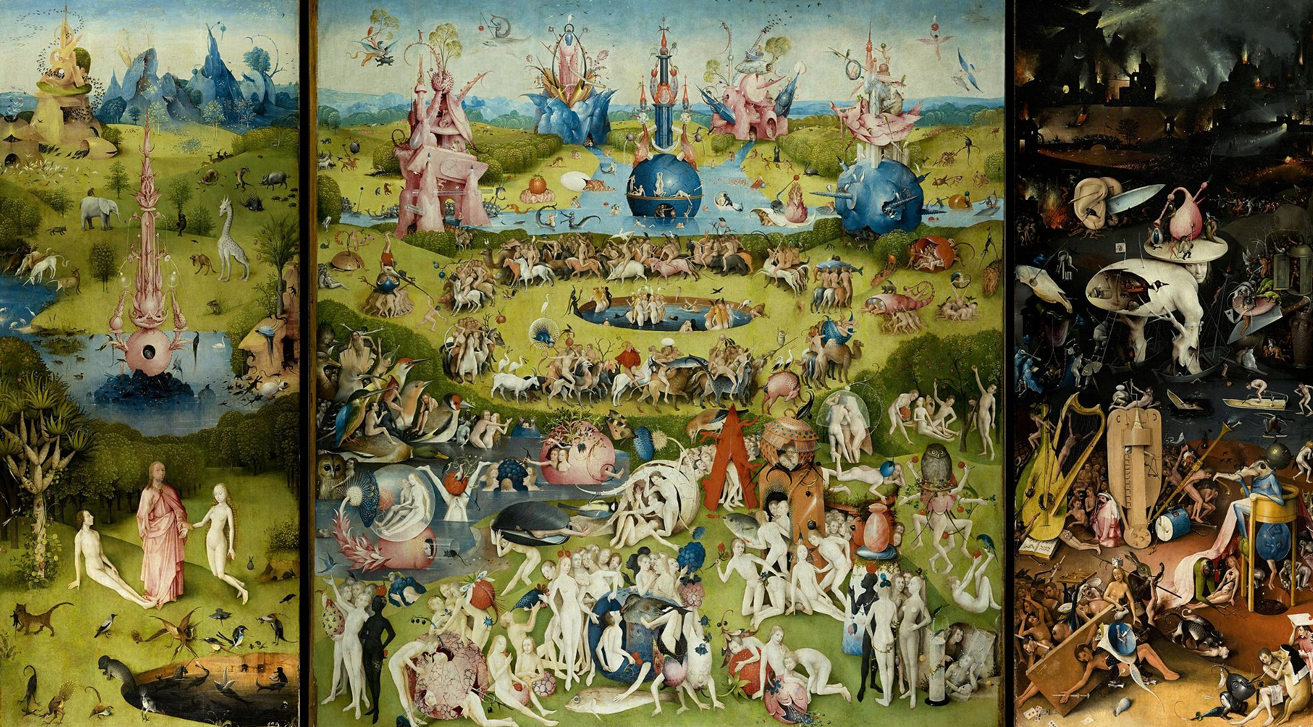<p>Title: The Garden of Earthly Delights</p><p>Date: ca.1500</p><p>Artist: Bosch</p>