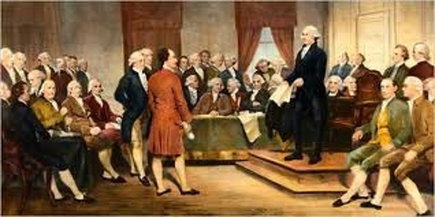 <p>1774; response to Intolerable Acts; 55 men from 12 colonies meet on Philadelphia; called for complete halt in trade with Britain; important step towards independence.</p>