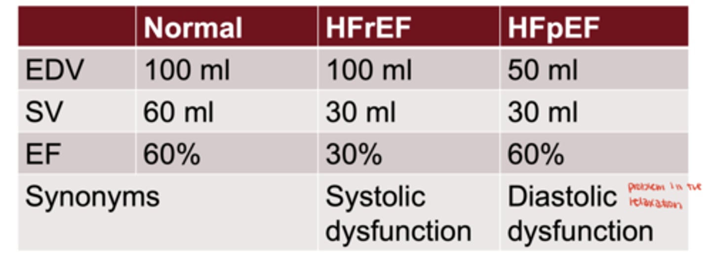 <p>systolic dysfunction (reduced contraction)</p>
