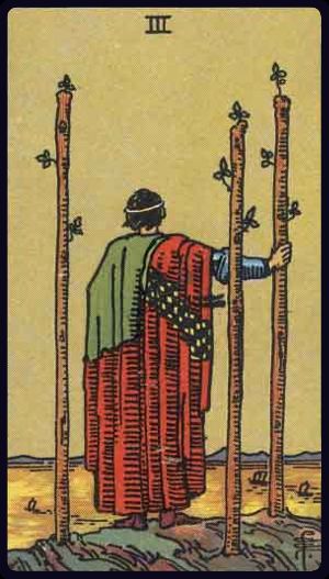<p>THREE OF WANDS</p>