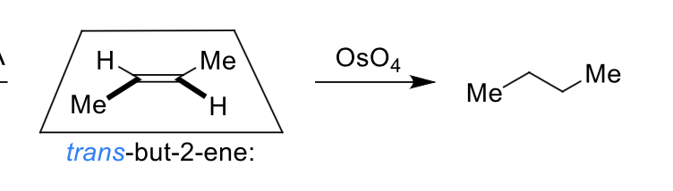 <p>what are the products when OsO<sub>4</sub> reacts on the top and on the bottom?</p>