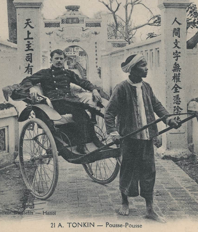 <p>“Tonkin—Pousse-Pousse,” Pierre Dieulefils Postcard</p>