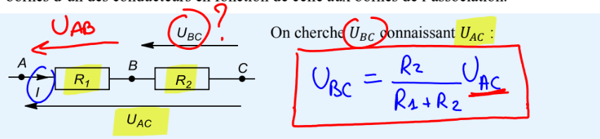<p>démonstration diviseur de tension</p>