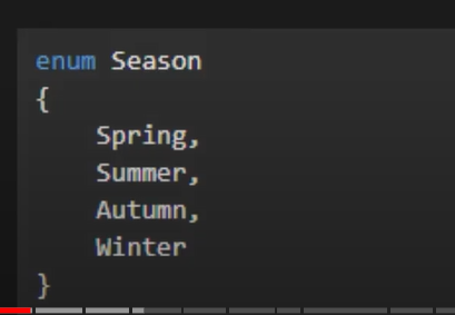 Enum(enumeration) type is a value type that represents a group of constants. It is defined by enum keyword.