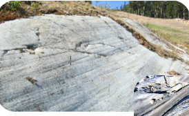 * Glacial abrasion landform
* Smallest scale abrasion evidence
* Scratched exposed bedrock
* Direction of striations tell direction of glacial movement