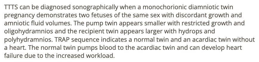 <p>d) twin to twin transfusion</p>