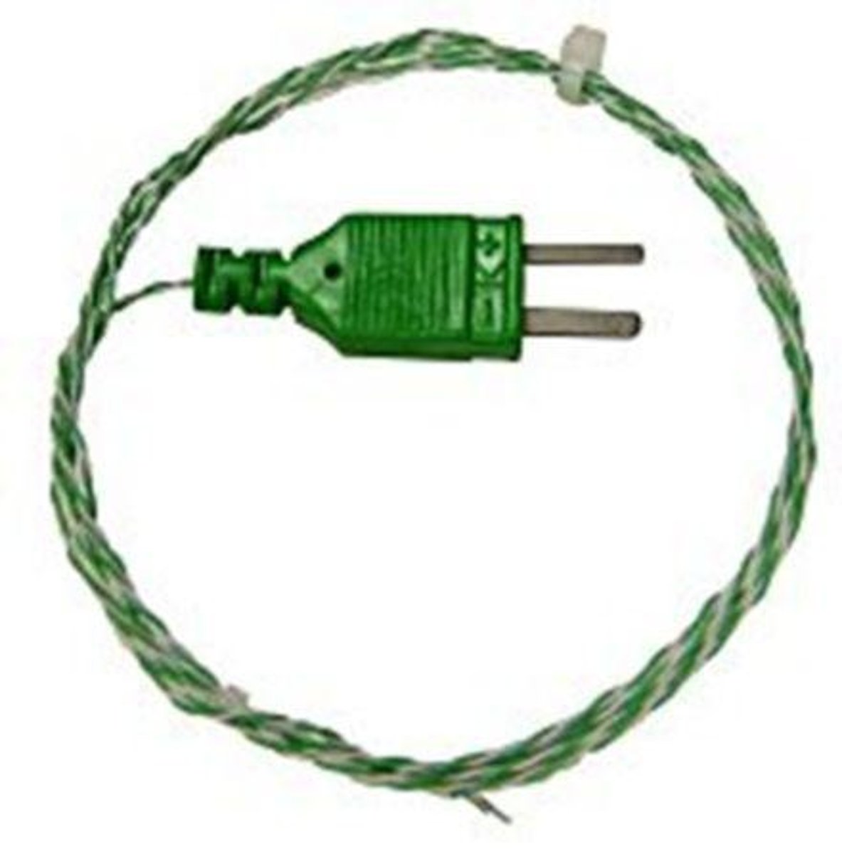 <p>A device made of two different metals twisted together to generate a small electrical current that varies with temperature.</p>