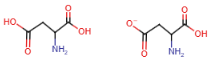 <p>- COOH group in side chain<br>- aspartate is the deprotonated form (COO-)<br>~related to asparagine</p><p></p>