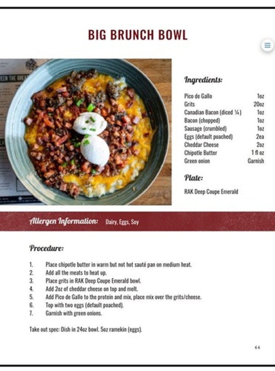 <p>choice of egg/Canadian bacon/bacon/sausage/grits/Cheddar/pico de gallo/chipotle butter 15.95</p>