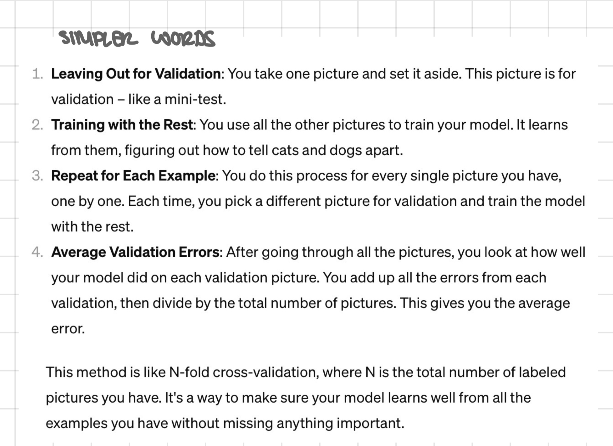 <p>method 3: leave-one-out validation</p>