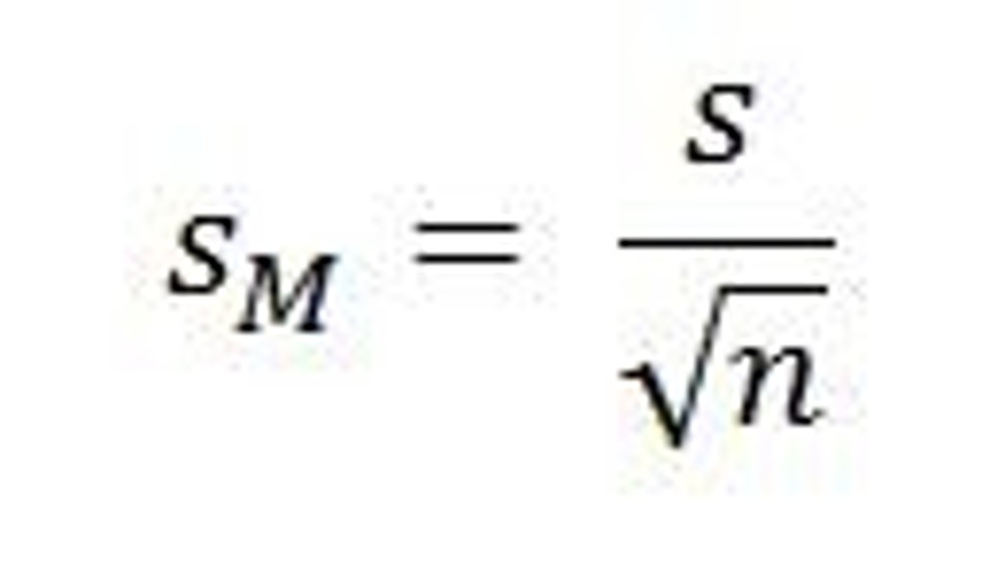 <p>A statistic providing an estimate of the possible magnitude to error. The larger the standard error of measurement, the less reliable the score.</p><p>Standard deviation of sampling distribution</p>