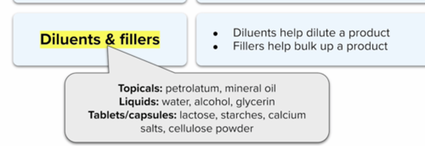 <p>To make something more dilute</p><p>fillers: To bulk up a small amount</p>