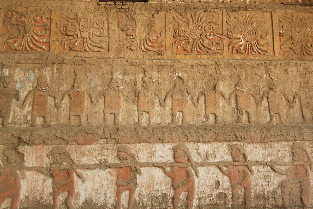 Reliefs, Huaca de la Luna, 100-800 CE, Moche Valley, Peru, adobe brick