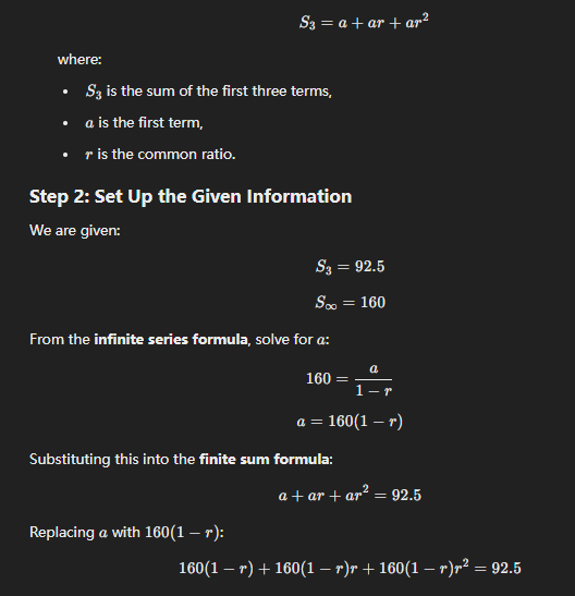 <p>Use Infinite series function<br>Solve for R algebra substitution </p>