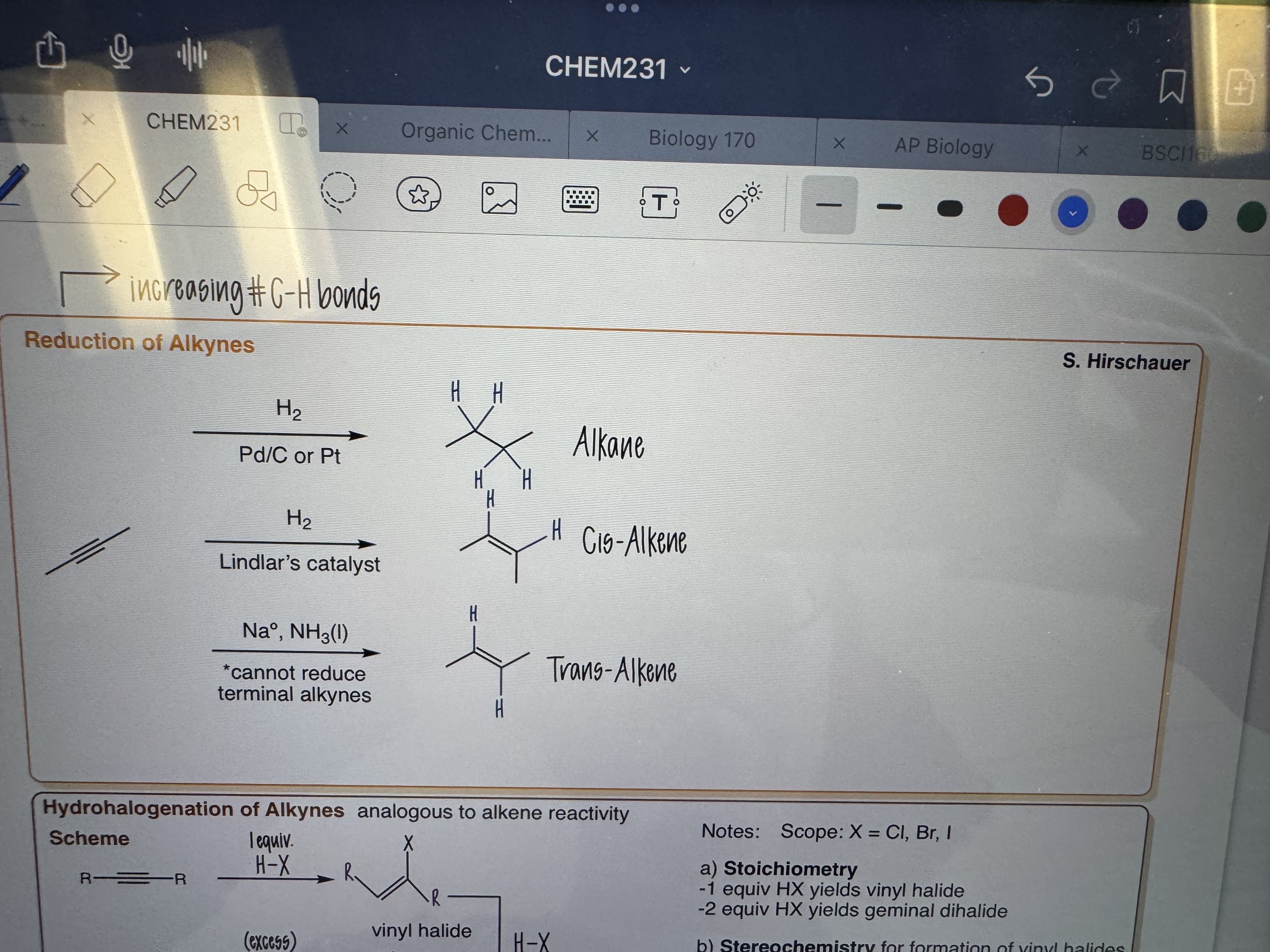 <p>Reductions of Alkynes</p>