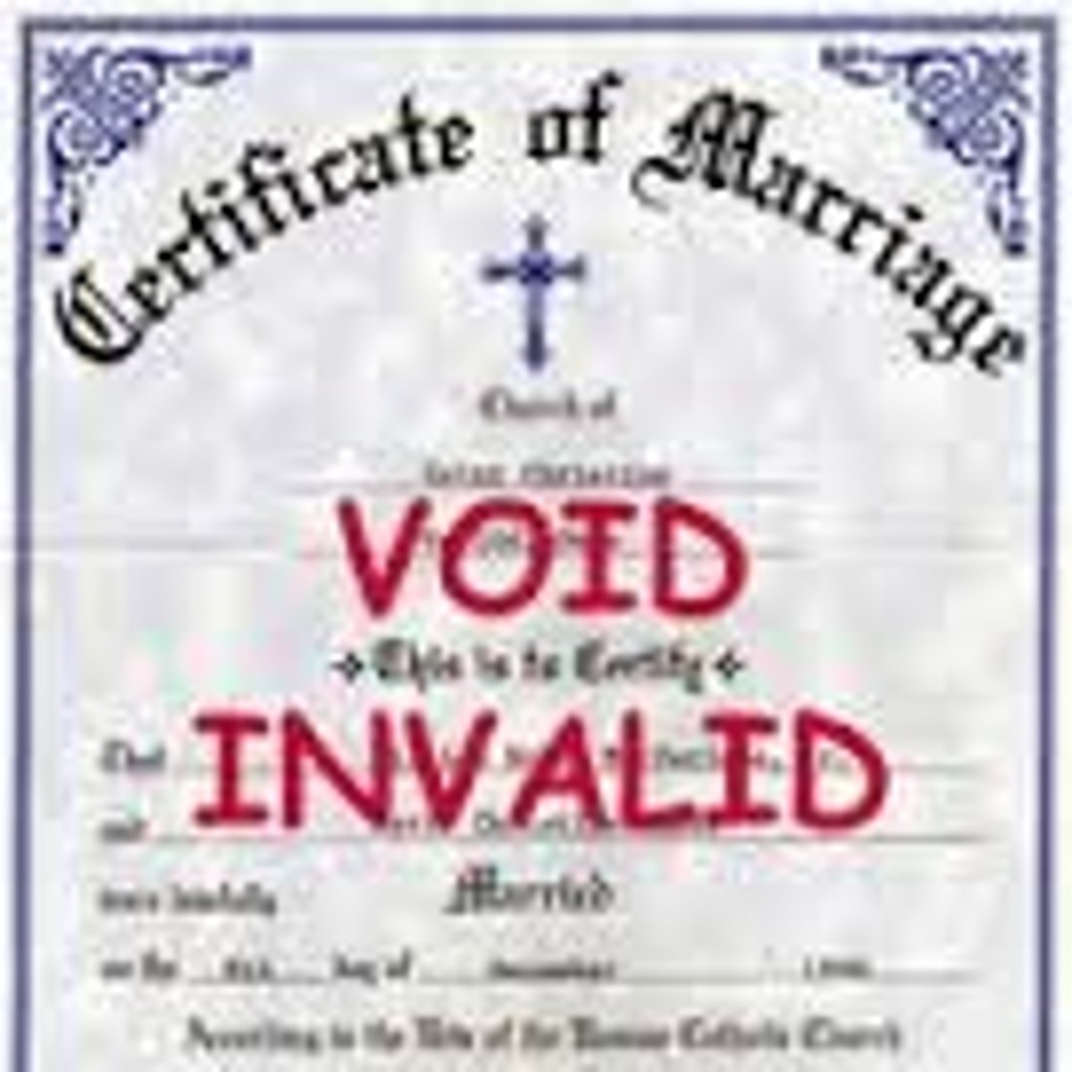 <p>legal declaration that a marriage never existed because the legal requirements for a valid marriage were not met</p><p>- can be obtained if someone lacked the legal ability to consent to marriage (underage, mentally incompetent, drugged, already married, etc.)</p><p>- other grounds include: impotence and concealing a sexually transmitted disease or pregnancy from a union with some other person</p>