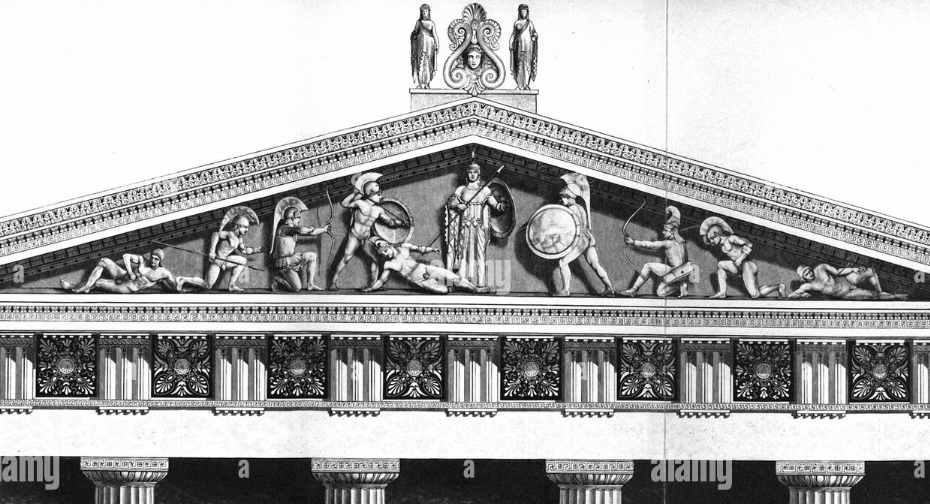 <p>Name the triangle piece at the top of the Greek Temple&nbsp;</p>