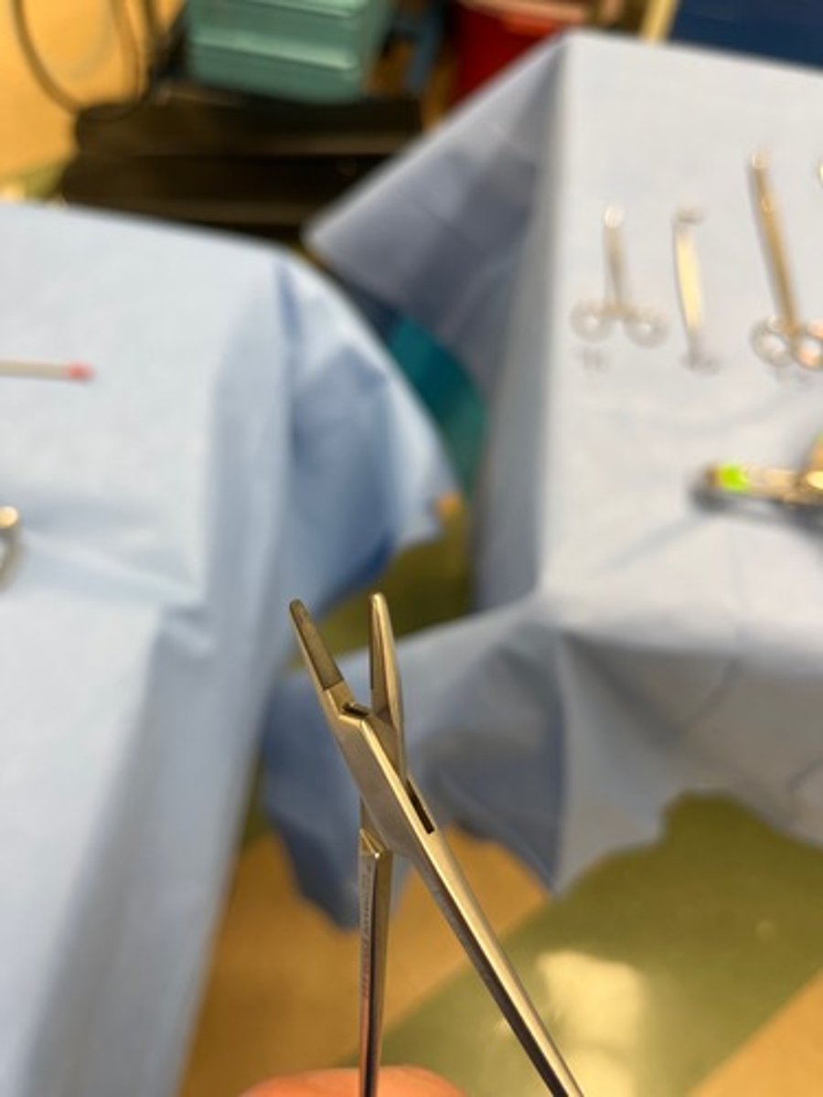 <p>To drive suture needles through tissue that requires suturing and to assist in tying sutures</p>
