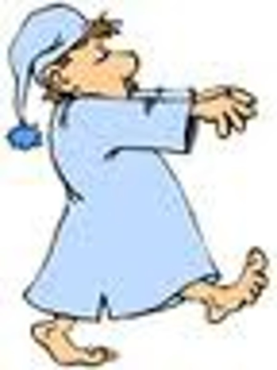 <p>in a sleepwalking manner</p>